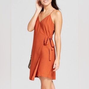 Mossimo Faux Wrap Midi Dress – Rust Terracotta – Size S